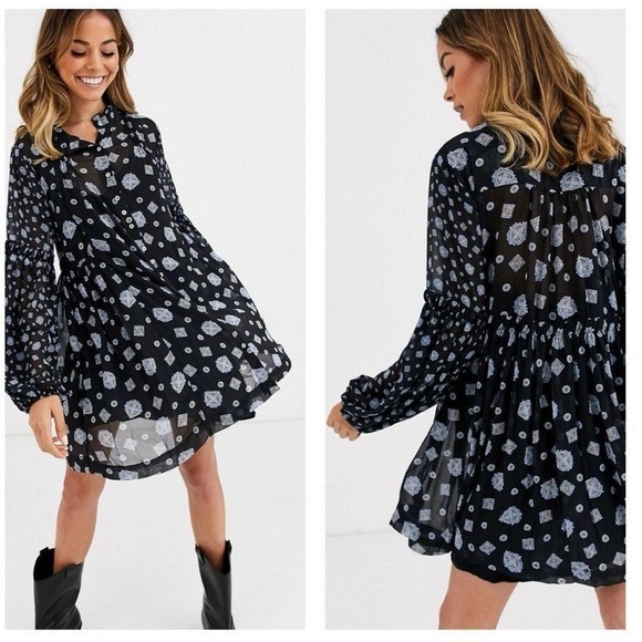 Free People Chiffon Mock Neck Turn Turn Summer Mini Dress - Picture 1 of 7